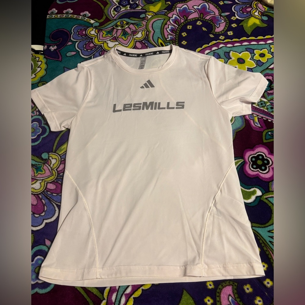 Adidas Les Mills White Ivory Training T-Shirt Size XS
